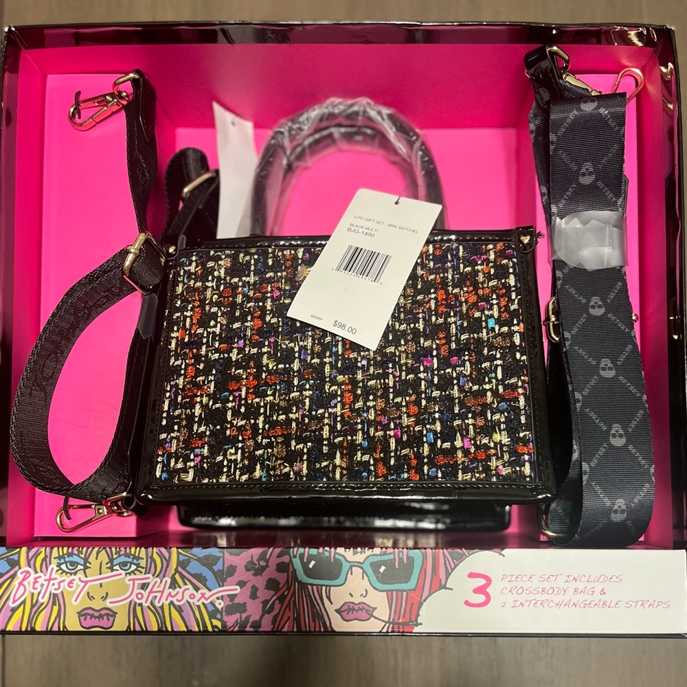 NIB Betsey Johnson Small Multicolor Crossbody Bag Set